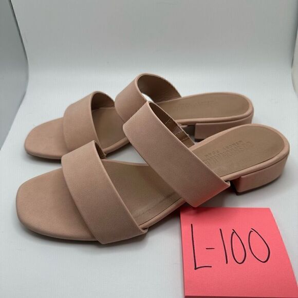 CUSHIONAIRE Women's two band low block heel slide sandal +Memory Foam 7.5 BLUSH - Picture 3 of 7